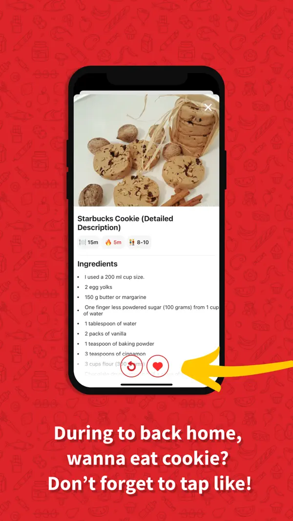 Recipe detail screen in the What Cook Today app with ingredients and step-by-step instructions